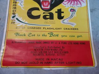 Vintage Black Cat Fireworks Poster Firecrackers Macau Large 23.  5x35.  5 