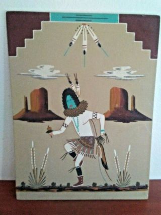 Vintage Navajo Sand Painting - Wallace Watchman - 24x18 Yei Bei Chai Dancer