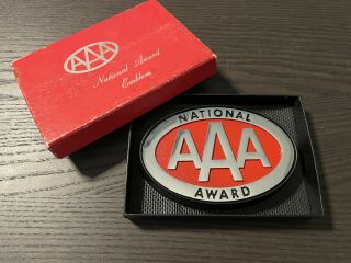 Vintage Aaa National Award Emblem Badge License Plate Topper Box