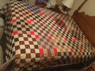 Vintage Handmade Quilt Patchwork 90x83 Queen Or Full Size