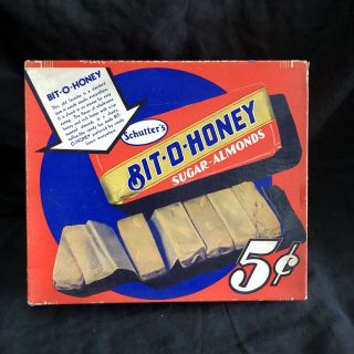 Vintage Bit O Honey Candy Bar Box Schutter 