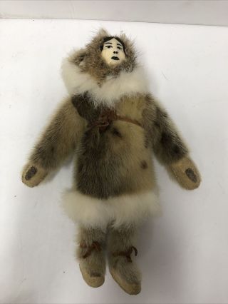 Vintage Alaska Eskimo Doll Handmade Leather & Fur