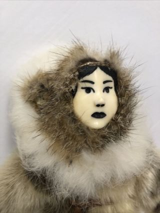 vintage Alaska eskimo doll handmade leather & fur 3