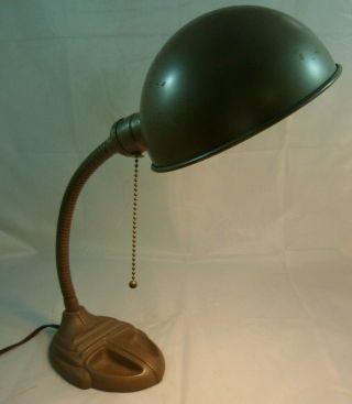 Vintage Rodale 987 Gooseneck Cast Iron Metal Industrial Office Desk Lamp Light