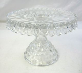Vintage Fostoria American Clear Glass 10 " Round Pedestal Cake Plate W Rum Well