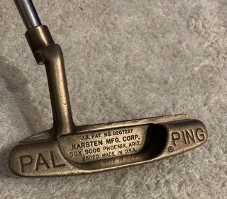 Vtg Pal Ping Copper Putter Karsten Blade Rh Golf Pride Putter Grip Usa 35 1/2”