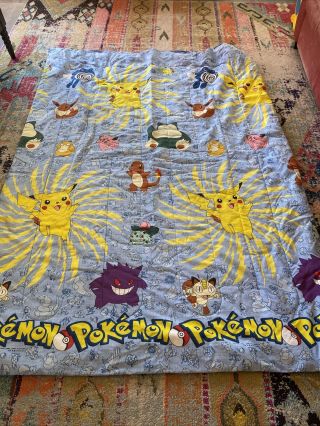 Rare Vtg 1995 1996 1998 Nintendo Pokemon Twin Comforter No Stains Or Holes Great