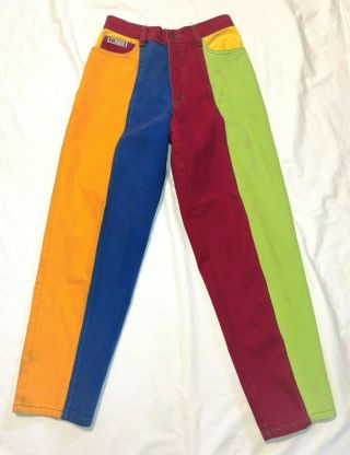 Vintage 90s Cross Colours Denim Color Block Jeans Pants Womens 9/10 (29 Waist)