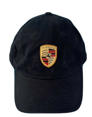 Vintage Porsche Racing Stuttgart Crest Snapback Hat Otto Cap Patch Trucker Black