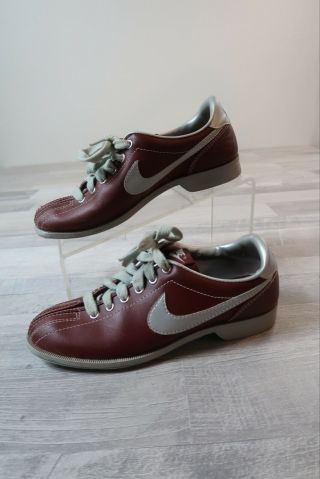 Vintage Nike Bowling Shoes US Women ' s Size 7 Maroon Silver 840608SN OG Rare Air 2