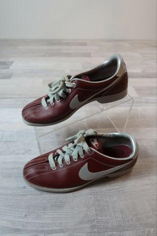 Vintage Nike Bowling Shoes US Women ' s Size 7 Maroon Silver 840608SN OG Rare Air 3