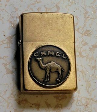 Vintage Camel Zippo Brass Lighter Camel Cigarettes Logo Emblem 1932 - 1992 Zippo