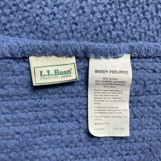 VTG LL Bean Warm Feelings King Size Blanket Wool Blend Light Blue USA 88 