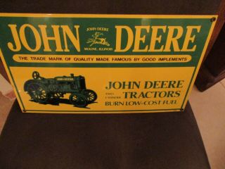 Vintage John Deere Porcelain Sign Two Cylinder Farm Tractor 1995 Ande Rooney