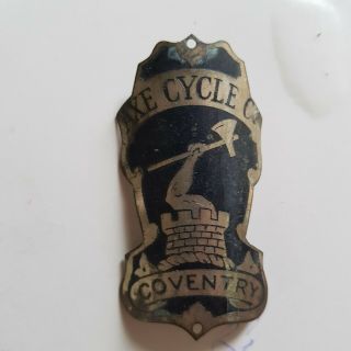 Vintage Bicycle - Axe Cycle Co.  Coventry Head Badge Name Plate - Metal