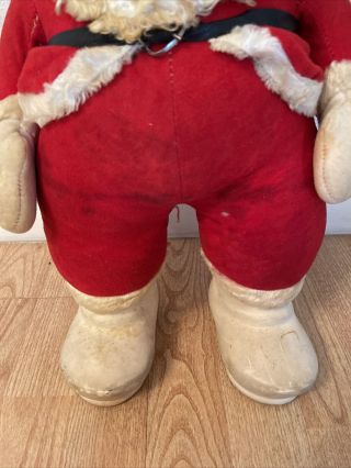Vintage 1950s large 25” plush rubber face,  Hands & Boots Santa Claus Doll Toy 3