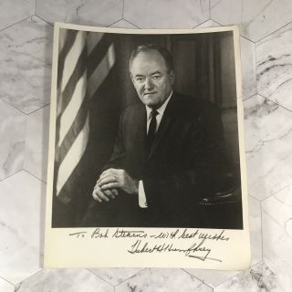 Vtg 60s Hubert Humphrey Signature Autograph Signed Photograph Usa Vice President