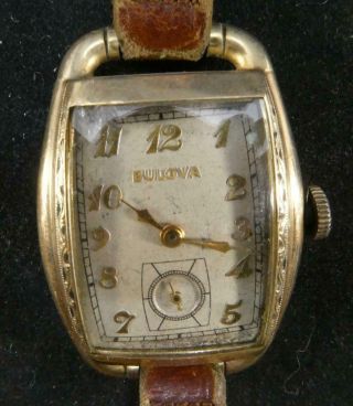 Vintage Bulova 10k Rgp Bezel 10ax 17 Jewels Wrist Watch For Repair