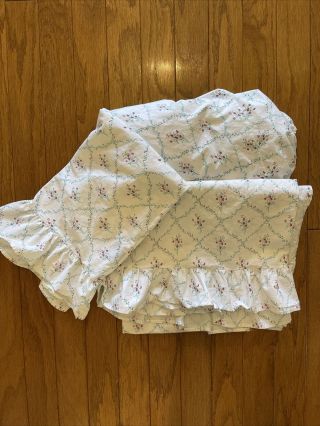Vintage Ralph Lauren White Floral Twin Sheet Set Fit Flat Pillowcase Usa Made
