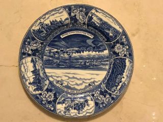 Vintage Blue Souvenir Plate 1000 Islands England Ny Alex Bay Bolt Castle More