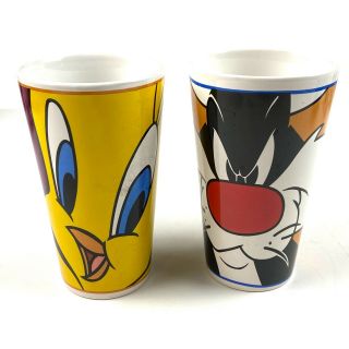 Vintage Sylvester & Tweety Bird Mugs Looney Tunes Wb 1998 14 Oz Euc