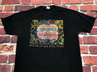 Vintage Aerosmith Motley Crue All Evil Tour 2006 Tee Black Size L Mens T - Shirt
