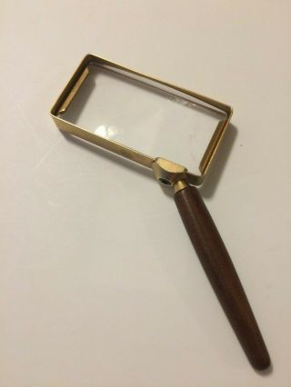 Vintage Eschenbach Optik Germany Gold Magnifying Glass W/ Removable Wood Handle