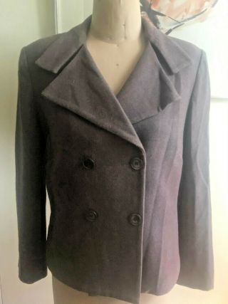 Vintage Carla Zampatti Wool Blend Brown Short Pea Coat Style Jacket 8 10