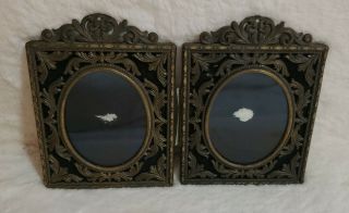 Set Of 2 Vintage Brass Picture Photo Frames Made In Italy With Glass And Backing