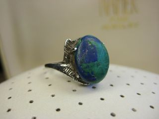 Vintage Southwestern Navajo Sterling Silver Blue & Green Turquoise Ring Size 5.  5