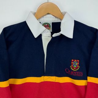 Barbarian Queens University Vintage Long Sleeve Rugby Shirt Size XL Blue Striped 2