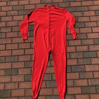 Vtg Duofold Mens Large Two Layer Red Union Suit Comfortherm Usa Thermal Base Euc