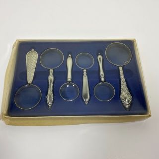 Vintage Pendant Magnifier Magnifying Glass Box Set Of 6 With Bail On Handles