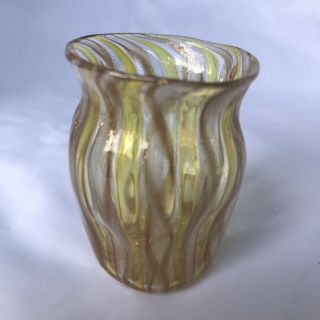 Vtg Miniature Italian Venetian Murano Ribbon Art Glass Vase 2 