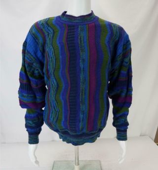 Vtg Colours Alexander Julian Cosby Style Sweater Made In Usa Multicolor Men 