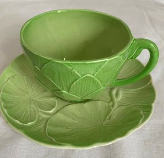 Carlton Ware Lotus Flower Pattern Green Vintage Cup And Saucer