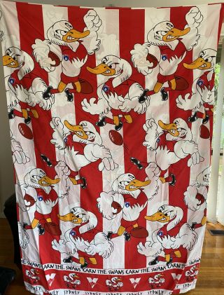 Vintage 90’s Afl Footy Sydney Swans Mascot Quilt Doona Cover - Single Bed