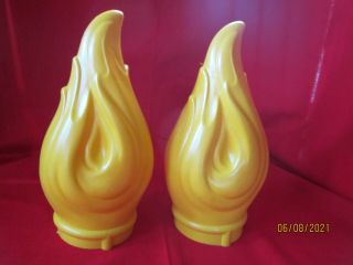 Vintage Set Of 2 Empire Union Plastic Blow Mold Christmas Candle Flame