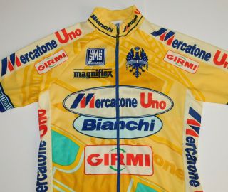 Vintage SMS SANTINI Mercatone Uno Bianchi Cycling Jersey Full Zip Short Sleeve M 3