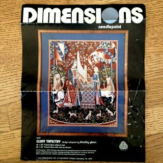 Vintage Dimensions Cluny Tapestry Needlepoint 2107 1979 Jacobean Unicorn