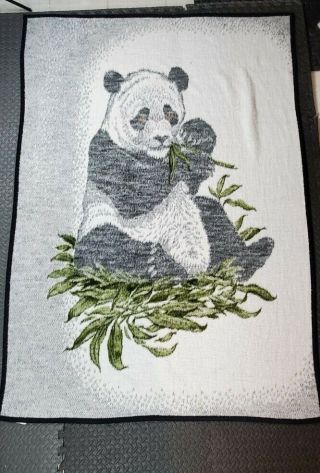 Vintage Biederlack Panda Acrylic Throw Blanket 76 " X 53 " Made In Usa