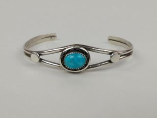 Vintage Navajo Blue Turquoise & Sterling Silver Cuff Bracelet