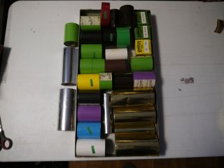 30,  Vintage Rolls Of Various Colors And Sizes Of Foil Hot Stamping