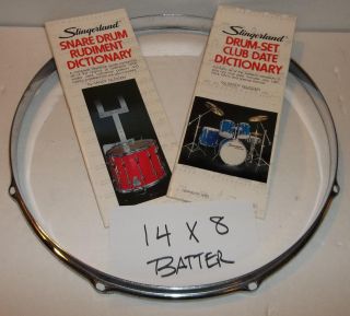 Slingerland Drum Hoop Usa Made 14 " 8 Hole Chrome Vintage Batter Side Rolled Edge