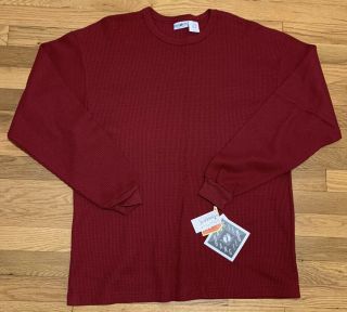 Nos Vintage Hang Ten Long Sleeve Thermal Shirt M Old Stock With Tags Maroon