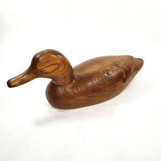 The Wooden Bird Factory Natural Wood Grain Duck Decoy Vintage Unpainted