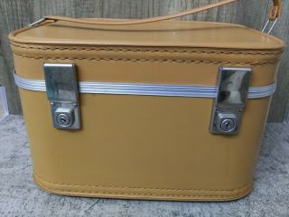Vintage Train Makeup Hard Case Luggage Orange