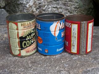 Hills Brothers Maxwell House Tin Coffee Can Java Mocha Vintage Kitchen Decor Old 3