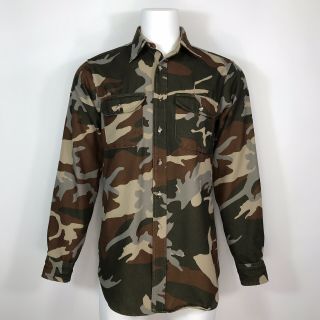 Vintage Cabelas Duck Camo Button Up Hunting Shirt Usa Made Men’s Size Medium