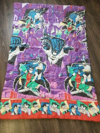 Vintage 1995 Batman & Robin Bedding Twin Comforter Dc Comics Retro Quilt Blanket